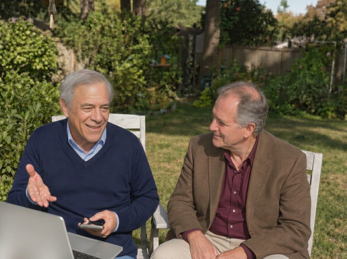 Steve during a relaxed consultation in a client's garden